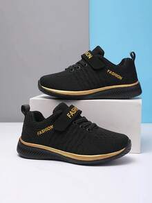 Kids' Spring Lightweight Breathable Sneakers For Boys And Girls, Black Color, Suitable For Running On Campus - Black - View 2