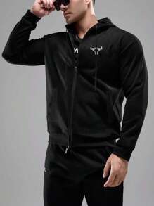 Manfinity Sport Corelite Men's Hooded Sports Sweatshirt With Letter Print Hoodie Men Sweatshirt