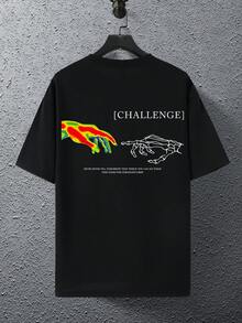 Manfinity EMRG 男士熱手印花寬鬆 T 卹 - 黑色 - 查看 2