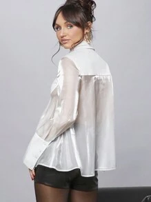 Hauture Women'S Mesh Insert Shirt - White - View 2