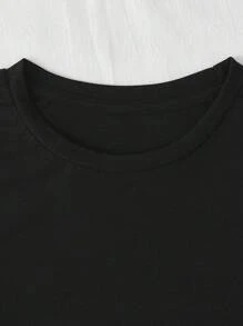 SHEIN EZwear 女士月亮印花短袖 T 卹 - 黑色 - 查看 5