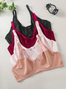 Plus Size Women's Mesh Splice Bra With Underwire , 5 Pcs - Multicolor - View 5