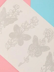 ROMWE Fairycore 1pc Butterfly & Flower Pattern Temporary Tattoo (Color Appear After 24h) - Multicolor - View 6