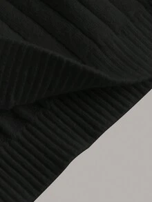 SHEIN EZwear Women's Solid Color Knit Halter Top And Knit Skirt Set - Black - View 3