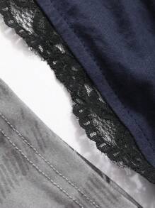 DAZY 二合一拼接蝴蝶图案全身印花长袖 T 恤，秋季女装 - 灰色 - 查看 3