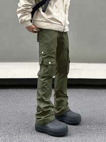 Manfinity Nam Màu thuần Quần Utility - xanh quân đội - Xem 3