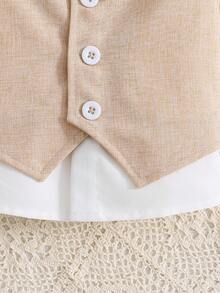 寶寶男孩預ppy風格拼接馬甲襯衫＆短褲套裝,夏季穿搭 - 彩色 - 查看 4