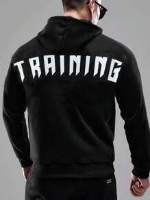 Manfinity Sport Corelite Men's Hooded Sports Sweatshirt With Letter Print Hoodie Men Sweatshirt