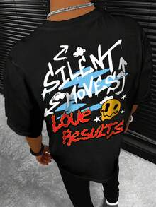 Manfinity EMRG 男士卡通印花短袖t恤 - 黑色 - 查看 1