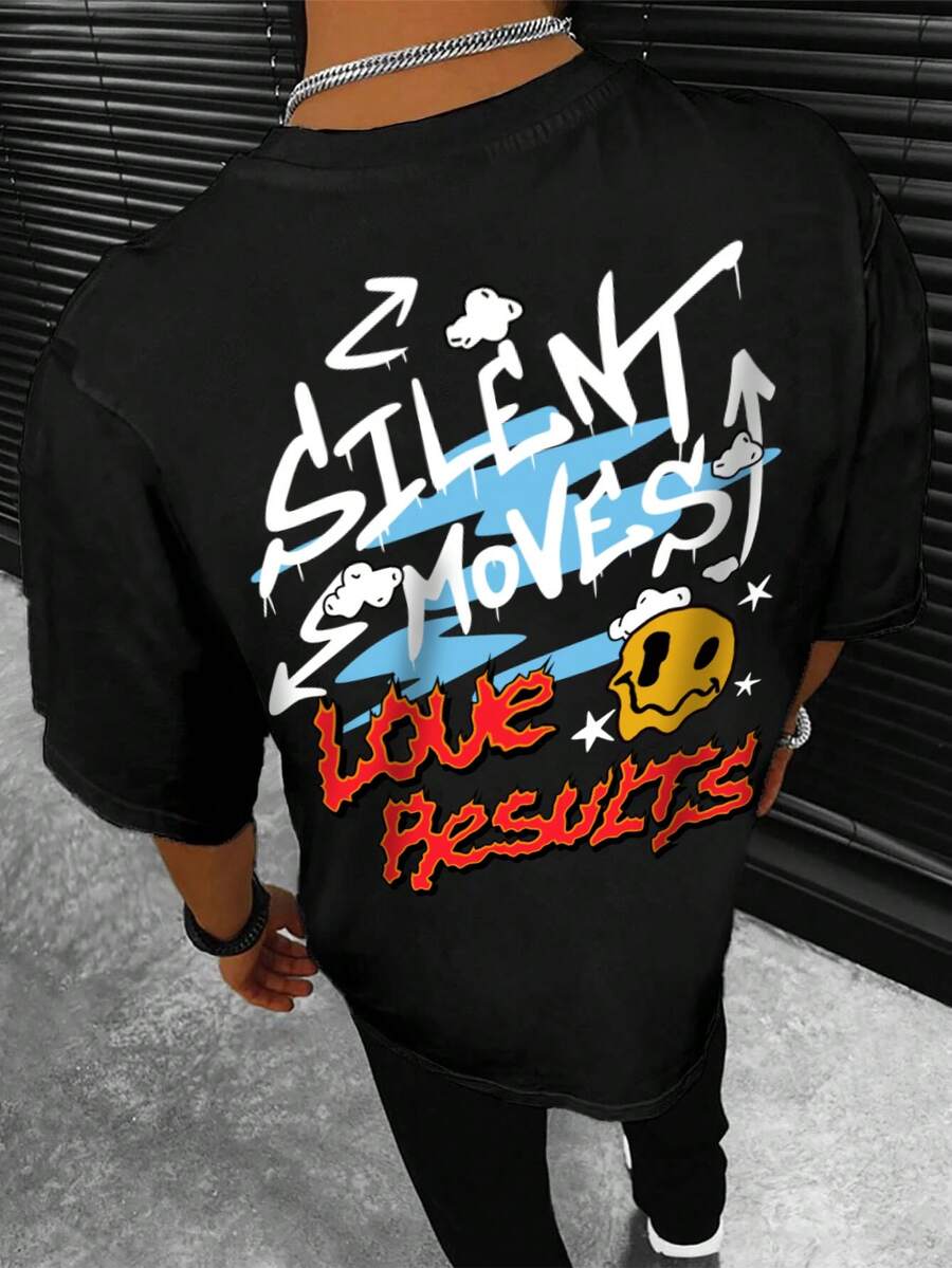 Manfinity EMRG 男士卡通印花短袖t恤 - 黑色 - 查看 1