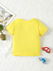 Baby Boys' T-Shirt With Slogan Print - Yellow - View 2