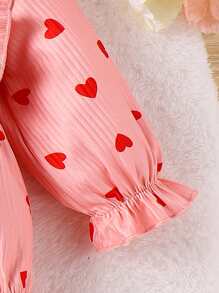 SHEIN Baby Girl Heart Print Bodysuit With Headband And Socks Set - Pink - View 6
