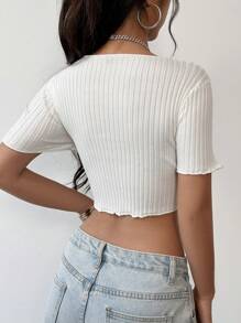 SHEIN Unity 女式正面繫帶開襟短版開襟衫 - 米色 - 查看 2