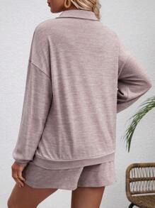 SHEIN Loose And Comfortable Maternity 2-Piece Set - Apricot - View 2