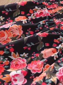 嬰兒女孩花卉印花寬腳連身褲配帽子 - 彩色 - 查看 6