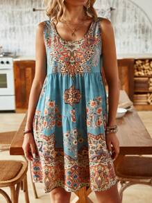 SHEIN LUNE Vestido Estampado Sin Mangas - Multicolor - Ver 6