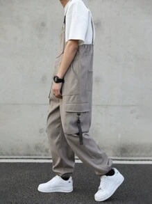 Manfinity Hypemode Men's Cargo Pocket Overall Jumpsuit - Grey - View 3