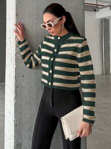 EURMUSE Women's Striped Long-Sleeved Cardigan - Multicolor - View 4