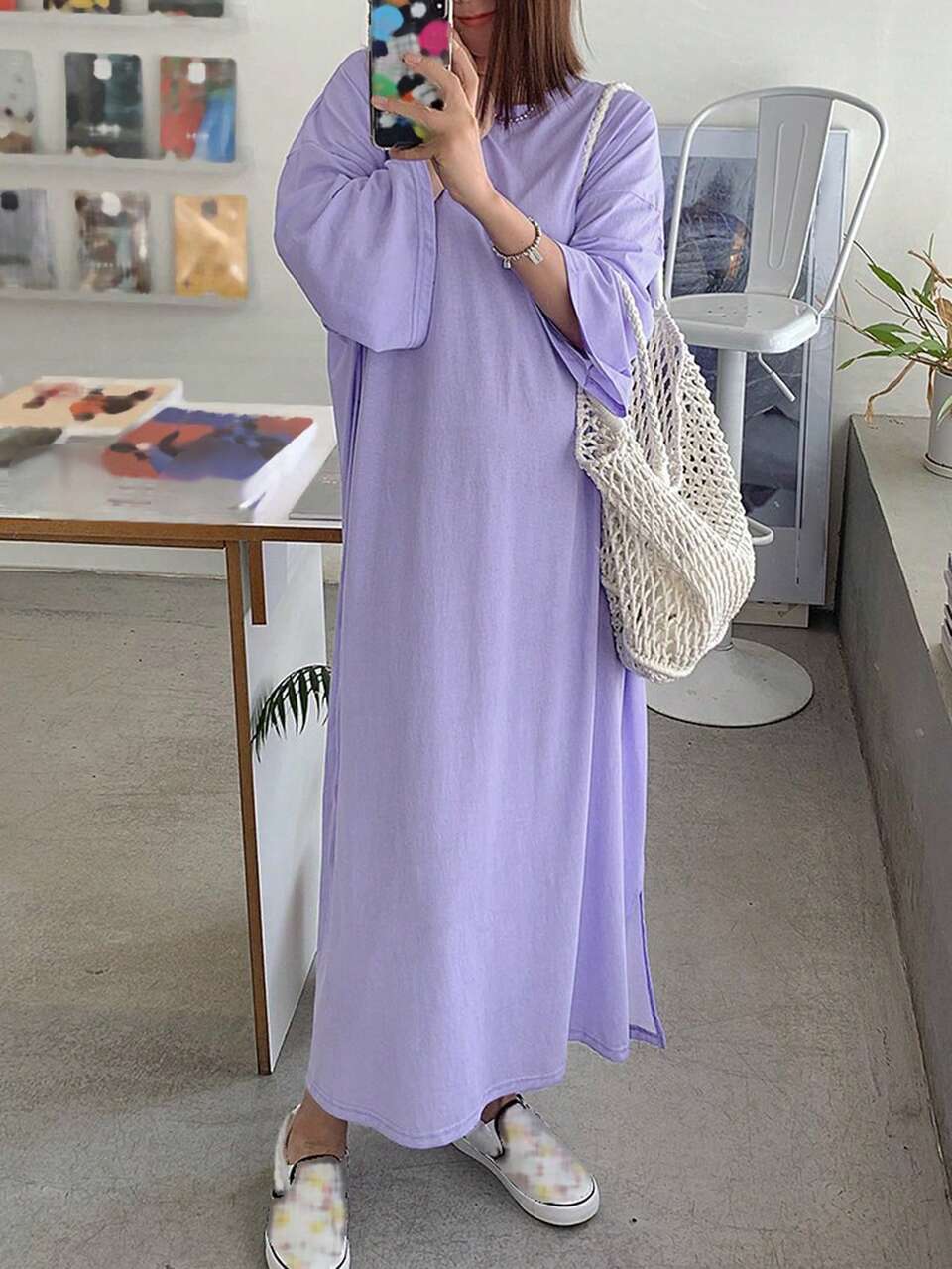 Ladies' Solid Color Casual Dress