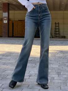 DAZY 女士水洗喇叭牛仔裤