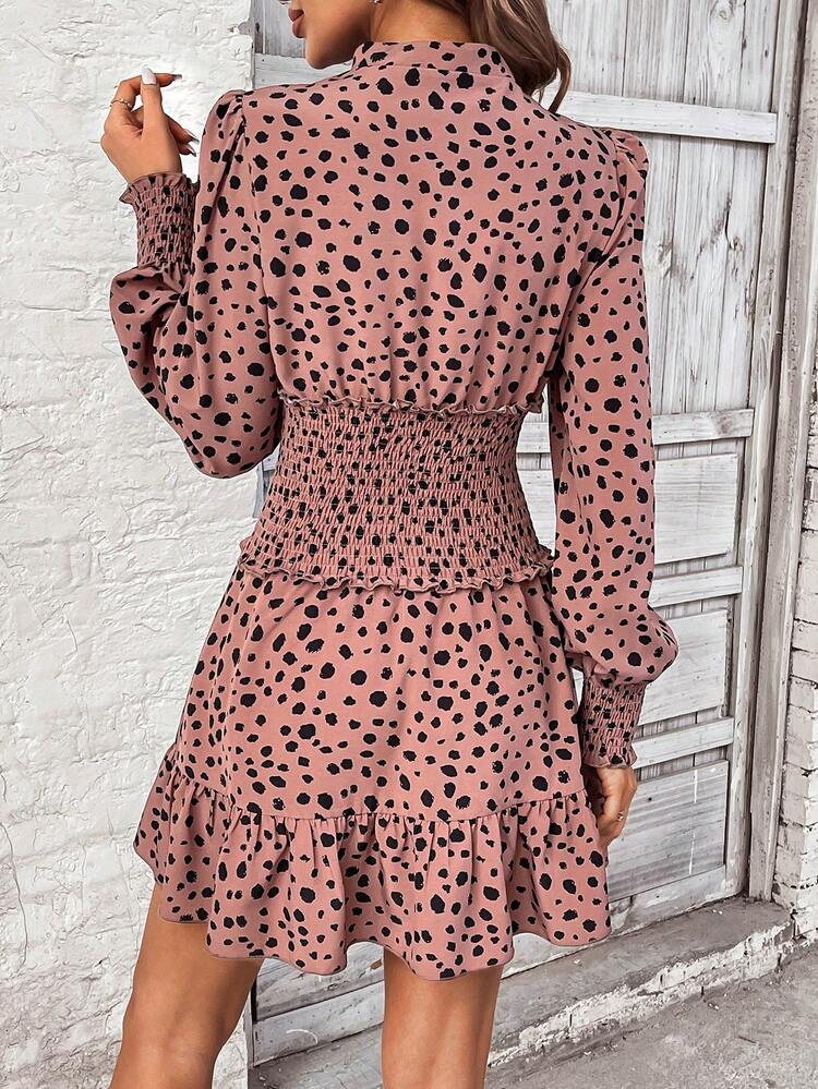Women's Full Printed Wrap Shirred Dress