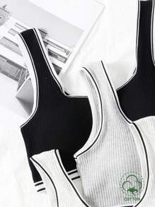 Bộ 3 áo ngực thể thao màu tối giản đen trắng xám cho bé gái, Thu/Đông - Nhiều màu - Xem 3