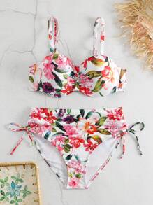 SHEIN Swim Bộ bikini in hoa dành cho nữ đi biển mùa hè Carnival - Nhiều màu - Xem 2