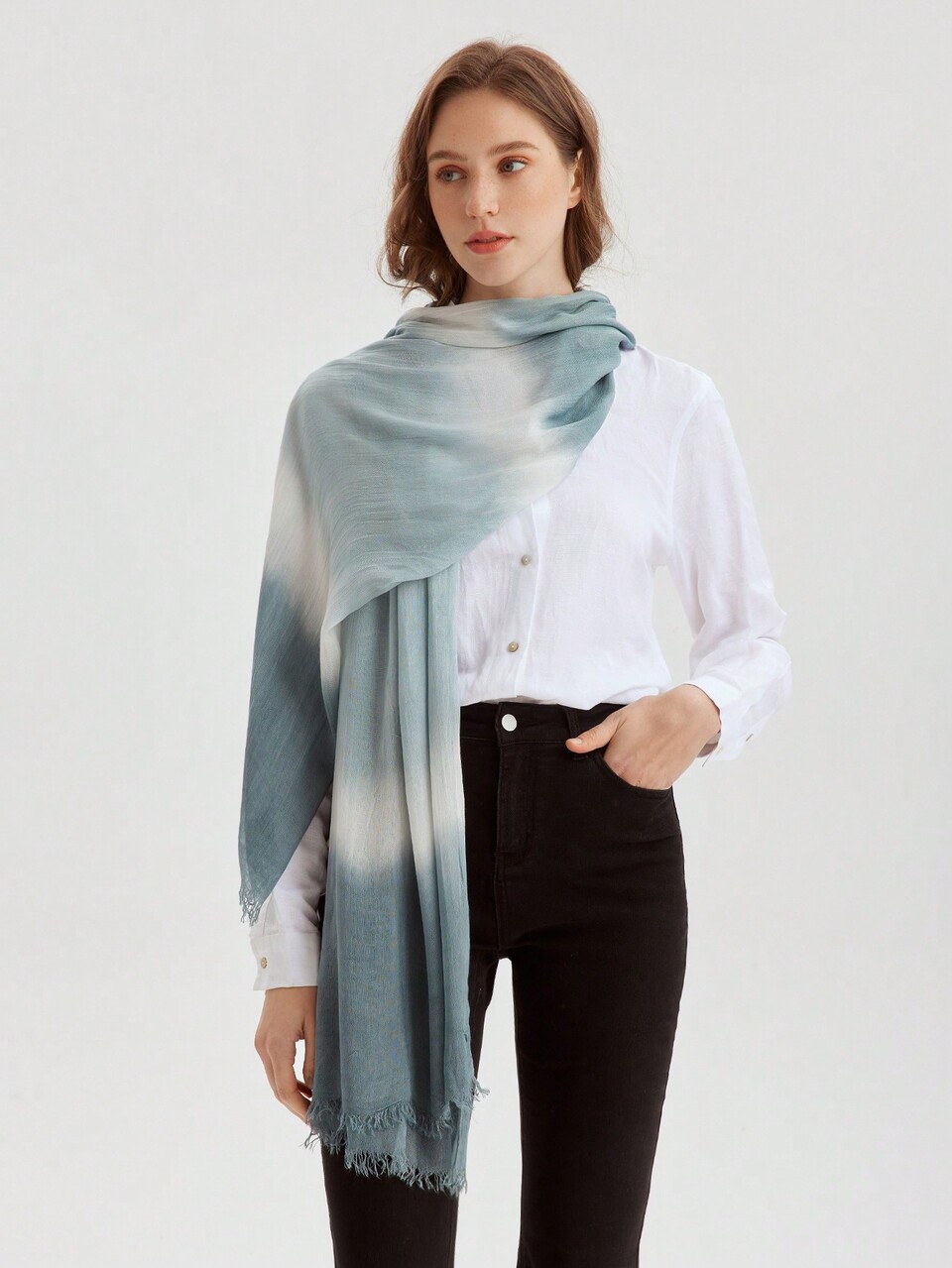 MOTF MADE LIGHT BLUE POLYESTER SCARF ELEGANT