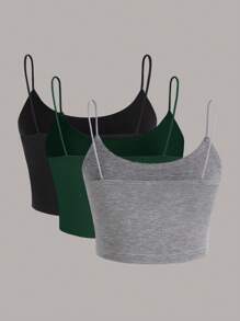 SHEIN EZwear Women's Knit Three-Tone Camisole Top - Multicolor - View 3