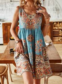 SHEIN LUNE Vestido Estampado Sin Mangas - Multicolor - Ver 4