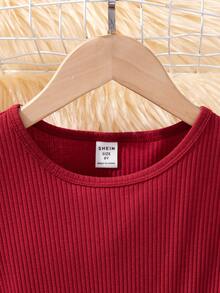 Vestido Para Niñas Adolescentes Con Diseño De Flores Impresas Y Volantes Con Parches - Burdeos - Ver 4