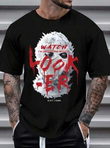 Manfinity EMRG Men's Printed Drop Shoulder T-Shirt - Black - View 1