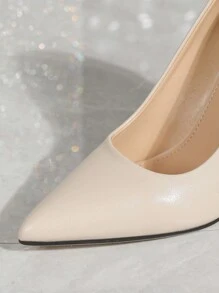 Giày cao gót 10,5cm thời trang gợi cảm với gót nhọn bằng da bóng dành cho nữ, mùa xuân và mùa thu, thanh lịch - Màu be - Xem 6