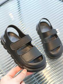Children's Casual Simple Black Sporty Sandals - Black - View 2