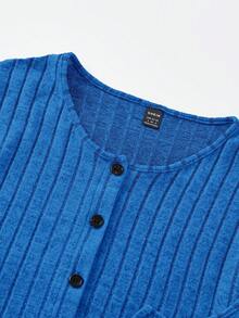 SHEIN EZwear Women's Rib Knit Two Piece Set - Blue - View 4