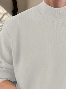 Suéter De Cuello Alto Y Color Sólido Para Hombres - Blanco - Ver 4
