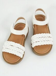 1雙幼童女孩夏季平底鞋白色涼鞋,小童鞋 - 白色 - 查看 2