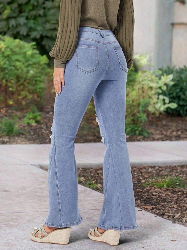 Women's Distressed Flared Jeans