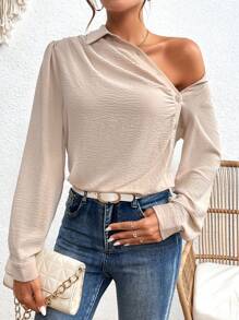 Zolique Blusa con volantes y hombros al descubierto - Albaricoque - Ver 4
