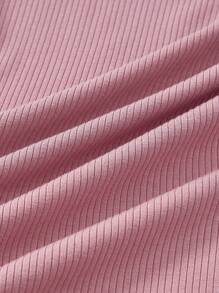 SHEIN MOD 大尺寸披肩領襯托袖抱頸復古連衣裙 - 粉色 - 查看 3