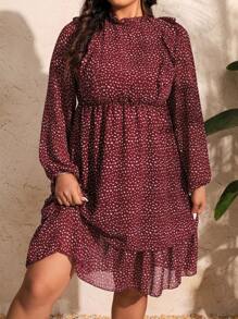 SHEIN Clasi Grote maten Vrouwen Stippen Print Waist-cinching Jurken