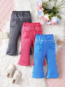 Baby Girls' Flare Jeans With Printed Pattern - Multicolor - View 2
