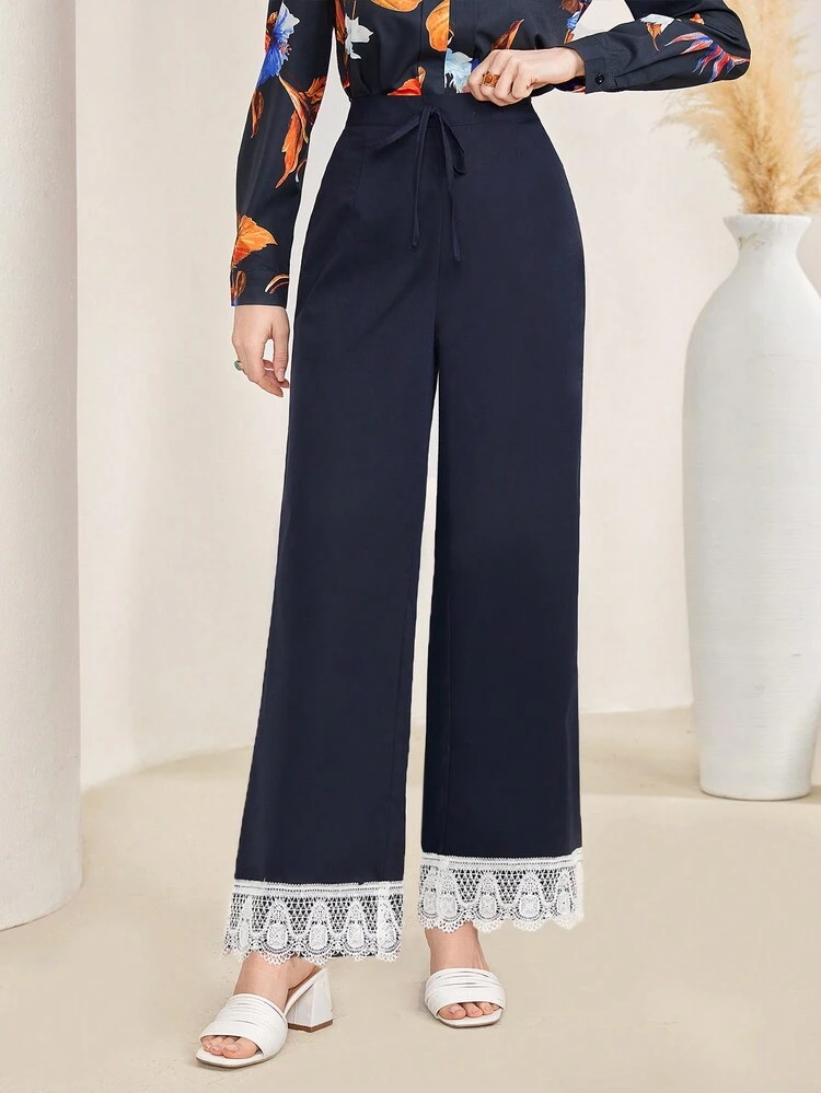 Lace Hem Splicing Women's Pants Fall Cloth For Women