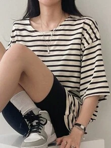 DAZY 条纹宽松T恤夏季