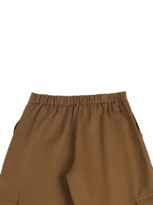 Manfinity EMRG Pantalones de carga de hombre de unicolor con pierna recta y largo largo en color caqui para salir - Marrón - Ver 6
