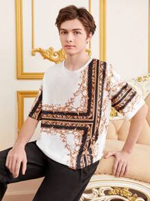 少年男款寬鬆數字印花t卹,適合日常休閒穿著 - 白色 - 查看 11