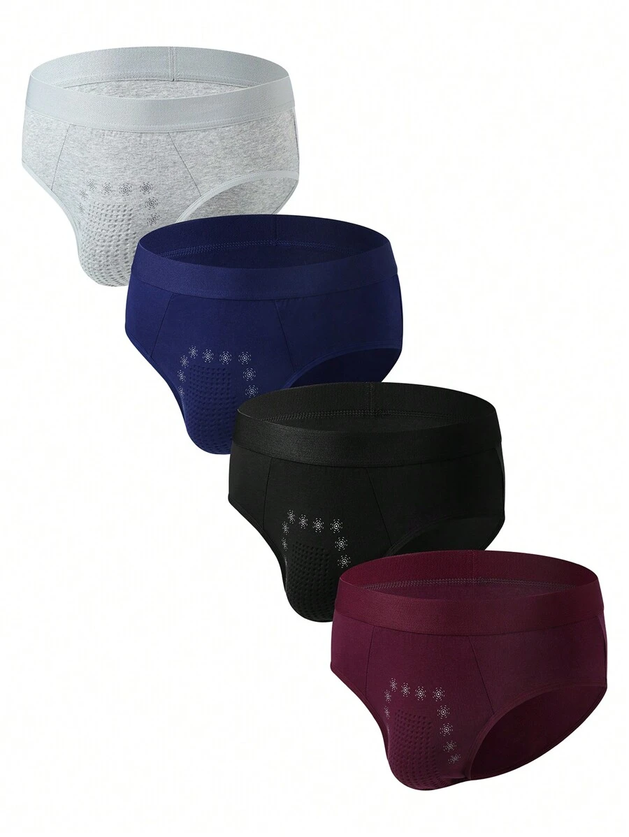 4pcs/Set Men'S Printed Breathable Triangle Boxer Briefs For All Seasons - Multicolor - View 1