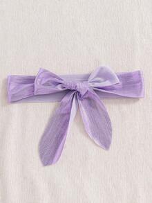 2pcs/Set Tween Girl Frill Edge Mesh Sleeveless Top And Mesh Skirt - Mauve Purple - View 3