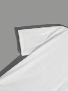 SHEIN 4 cái/bộ Cậu bé Tween Giải trí Phong cách đường phố Màu thuần Vòng cổ Lỏng lẻo phù hợp Ngắn tay , Mỗi Màu sắc một miếng - Nhiều màu - Xem 13