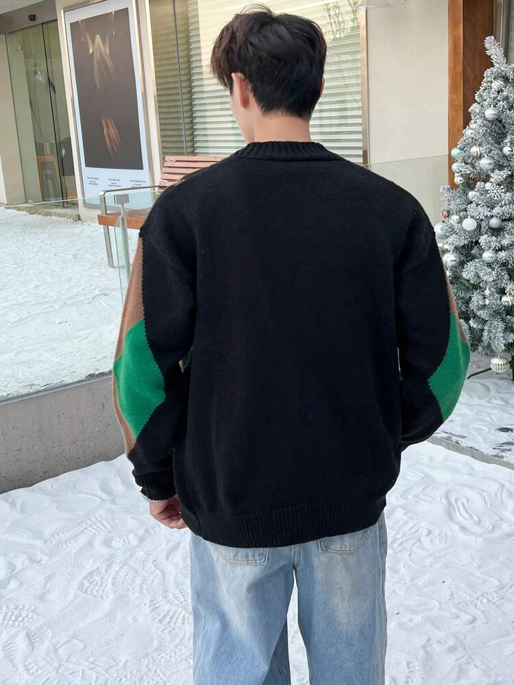 Loose-Fit Men's Button Up Long Sleeve Cardigan